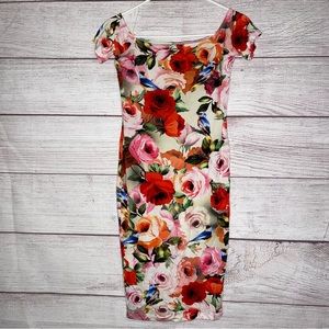 ASOS women’s floral short sleeve dress red, pink, green